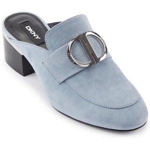 DKNY Womens Suede Embellished Baby Blue Mules